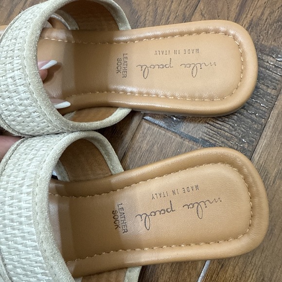Mila Paoli Leather Slip On Sandal Womens 7 Suede Tan Made In Italy Flat‎ Minimal - Picture 5 of 7